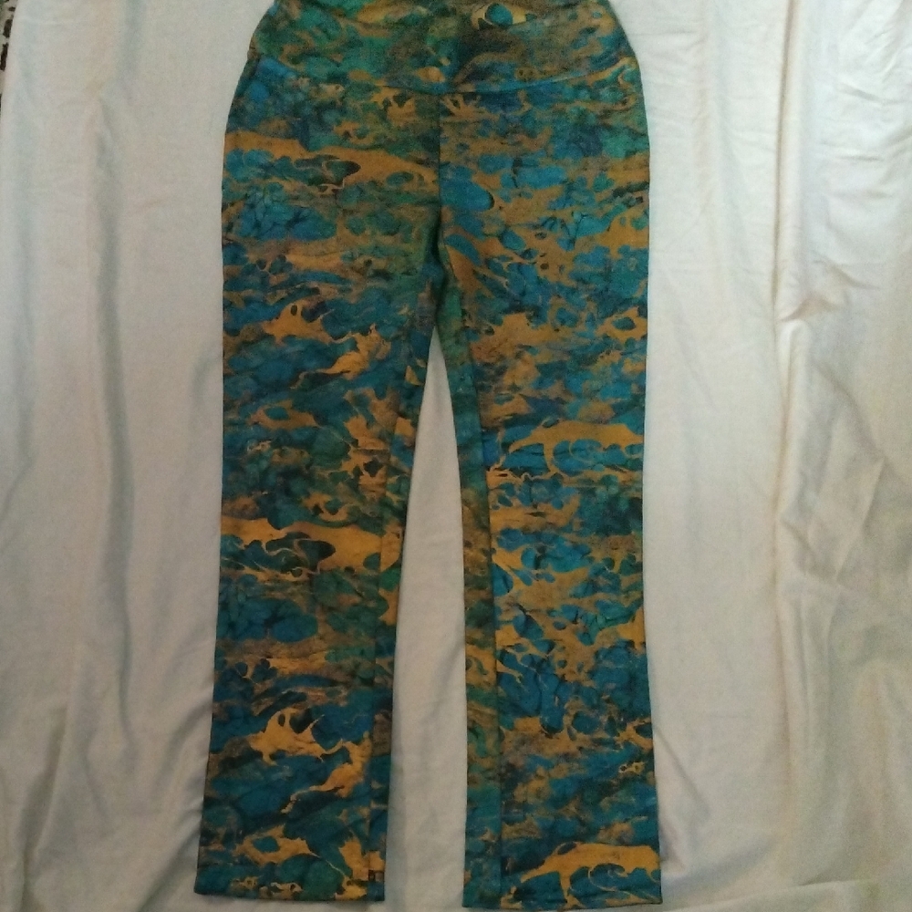 Soft Surroundings Blue and Green Splash Paint Pants.
